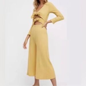 NWT Free People Beach Yellow Ribbed Look At Me Jumpsuit